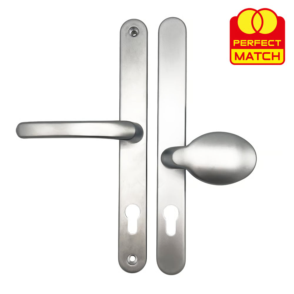 Universal Lever Moveable Pad Offset UPVC Multipoint Door Handles - 92/62mm PZ - Sprung - 264mm Screw Centres