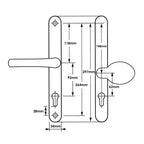 Universal Lever Moveable Pad Offset UPVC Multipoint Door Handles - 92/62mm PZ - Sprung - 264mm Screw Centres