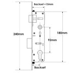 Overnight lock - Lift Lever - 16mm Faceplate - Double Spindle