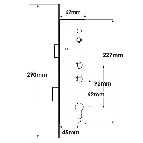 Overnight lock - Lift Lever - 16mm Faceplate - Double Spindle