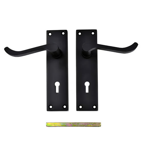 Black Victorian Scroll Lever On Plate Furniture