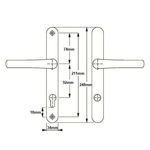 Ultion TS007 2* Lever Lever UPVC Multipoint Door Handles - 92mm PZ Sprung 211mm Screw Centres