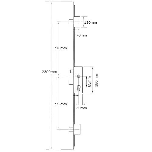 Latch 3 Deadbolts Key Wind Operated Multipoint Door Lock