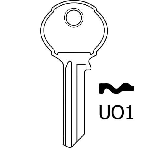 UN-11 Union 5 Pin Cylinder Key Nickel Blank