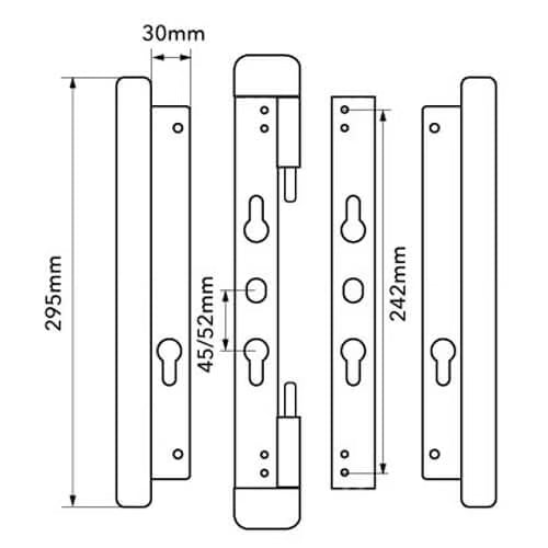 Universal Security Handle Set for Patio Doors - 45/52 PZ