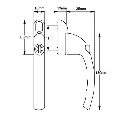 V-WIN Inline Locking Espag UPVC Window Handles