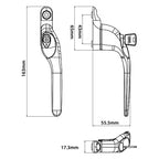 V-WIN Lite Offset Locking Espag UPVC Window Handles