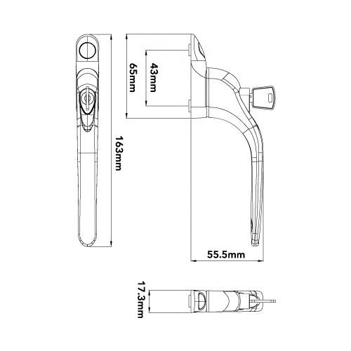 V-WIN Lite Inline Locking Espag UPVC Window Handles