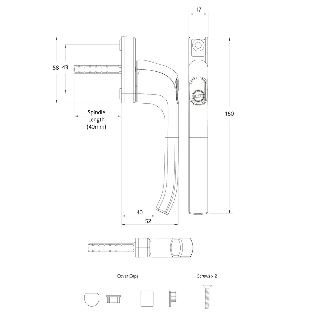 Architectural Inline Locking Window Handle