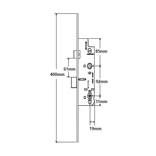GU Old Style Overnight Lock - Lift Lever 16mm Faceplate