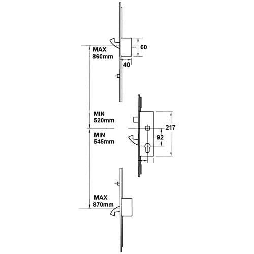 Doormaster Latch 3 Hooks 2 Rollers Split Spindle UPVC Adjustable Repair Multipoint Door Lock