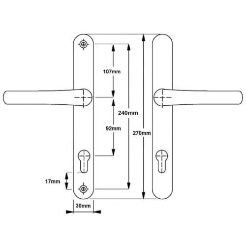 Blenheim Lever Lever UPVC Multipoint Door Handles - 92mm PZ Sprung 240mm Screw Centres