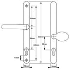 Blenheim Lever Moveable Pad UPVC Multipoint Door Handles - 92mm/62mm PZ Sprung 240mm Screw Centres