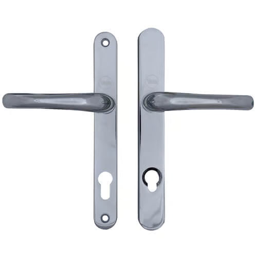 PAS24 Lever Lever UPVC Multipoint Door Handles - 92mm PZ Sprung 215mm Screw Centres