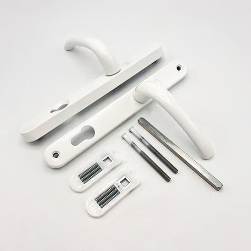 PAS24 Lever Lever UPVC Multipoint Door Handles - 92mm PZ Sprung 215mm Screw Centres