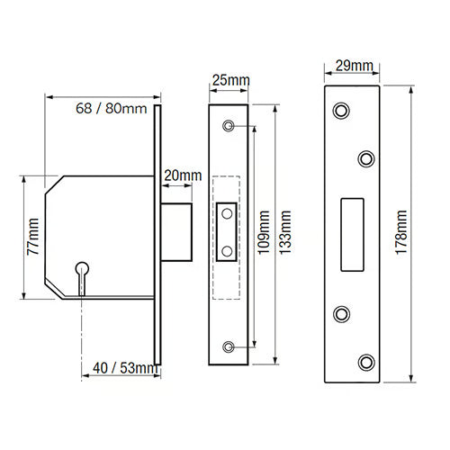 Hardware Retro Fit British Standard Mortice Deadlock