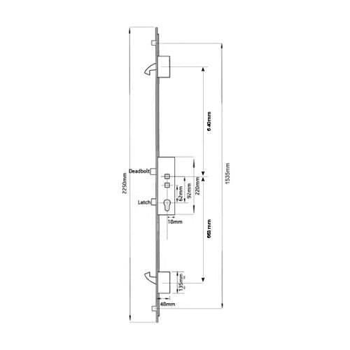 Latch Deadbolt 2 Hooks 2 Rollers Double Spindle Multipoint Door Lock