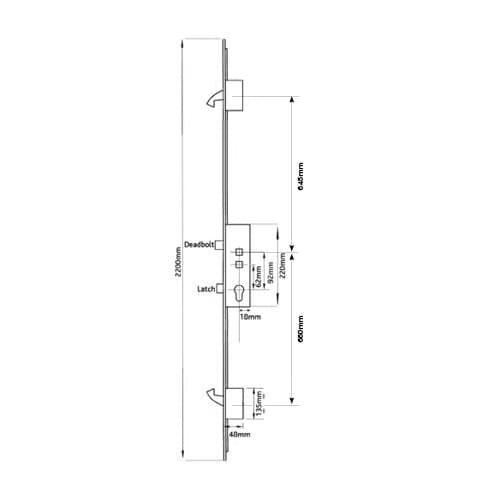 Latch Deadbolt 2 Hooks Double Spindle Multipoint Door Lock