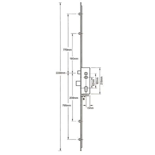 Lift Lever French Door Passive Lock - Shootbolt Compatible