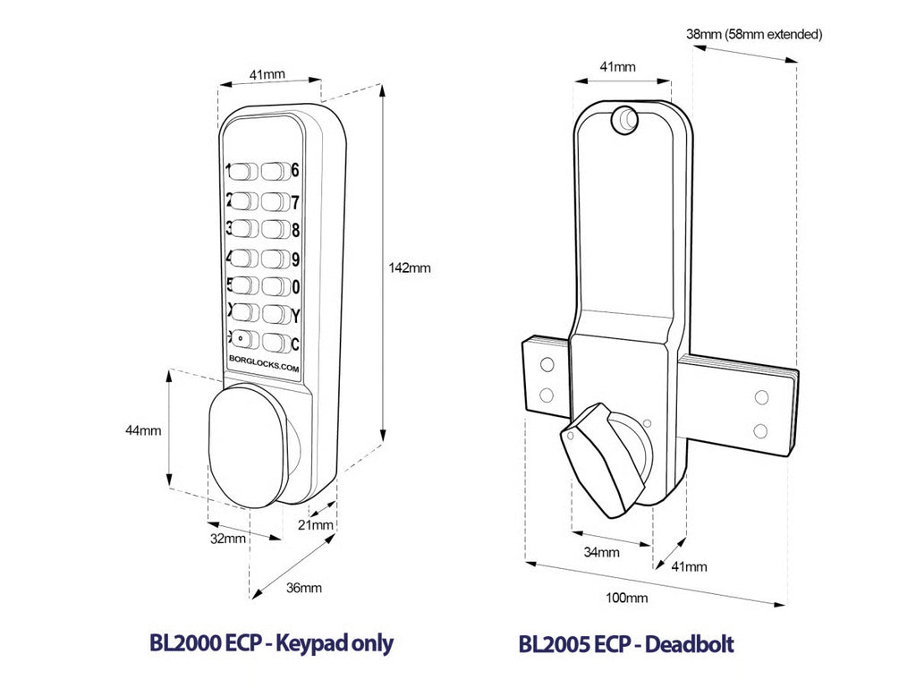 BL2005 ECP Easicode Pro Rim Fixed Deadbolt Digital Lock