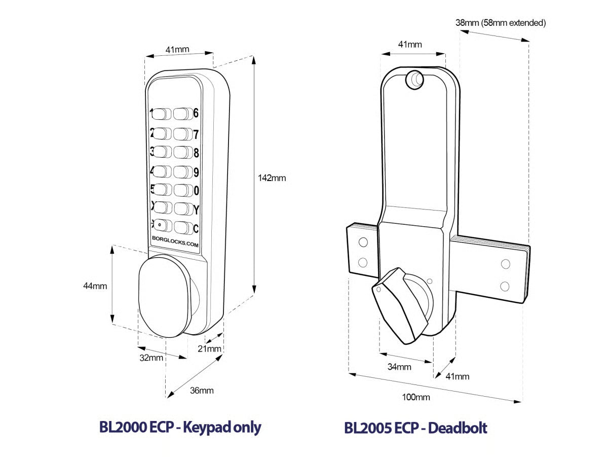 BL2005 ECP Easicode Pro Rim Fixed Deadbolt Digital Lock