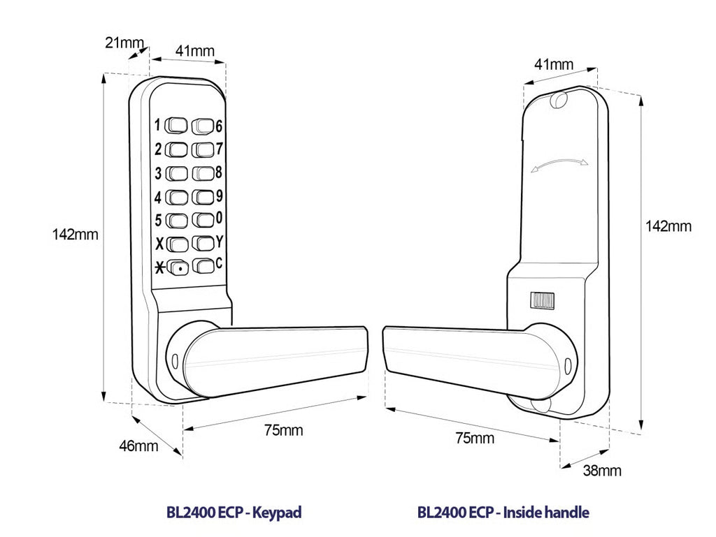 BL2402 ECP Easicode Pro Aluminium Latch Digital Lock with Lever Handle & Holdback