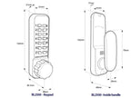 BL2501 FT Fire Tested Tubular Latch Digital Lock with Knob Turn