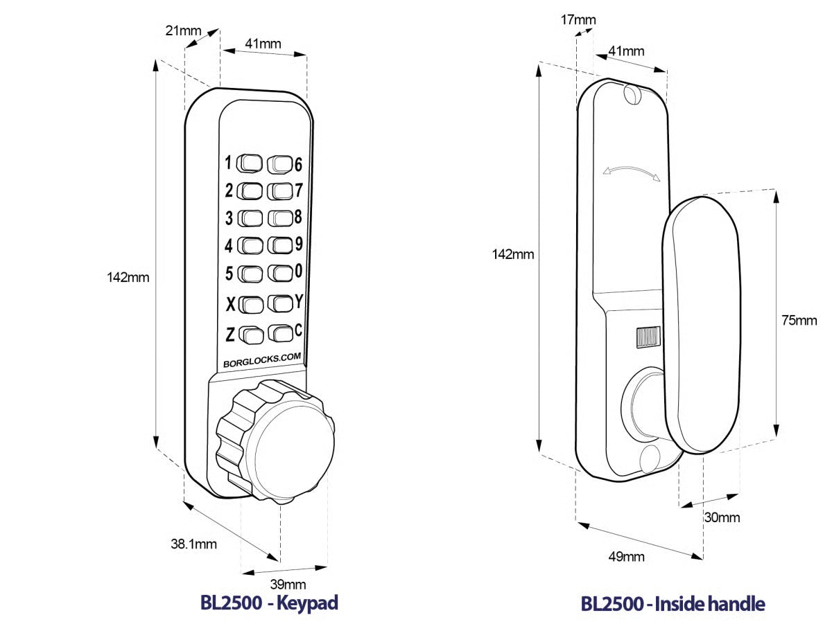 BL2501 FT Fire Tested Tubular Latch Digital Lock with Knob Turn