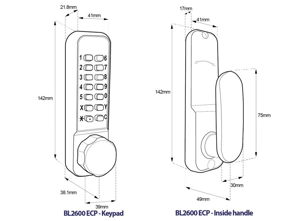 BL2602 ECP Easicode Pro Aluminium Latch Digital Lock with Knob Turn Marine Grade