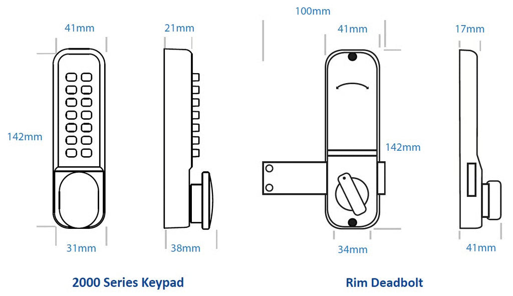 BL2605 ECP Easicode Pro Rim Fixed Deadbolt Digital Lock with Knob Turn Marine Grade