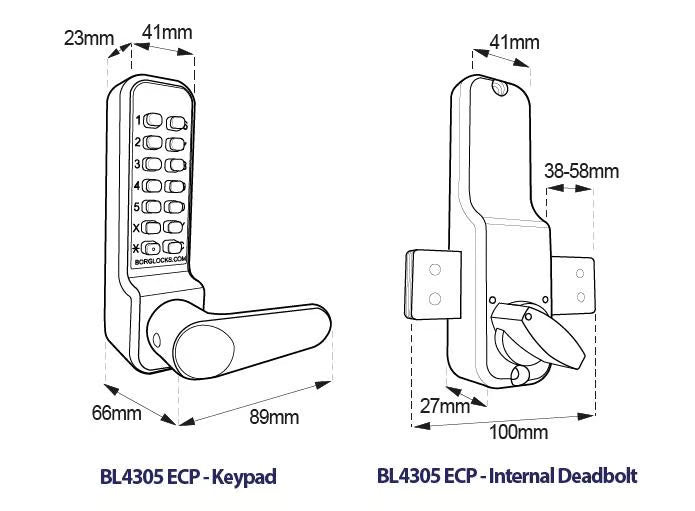 BL4305 ECP Easicode Pro Tubular Latch Digital Lock Marine Grade