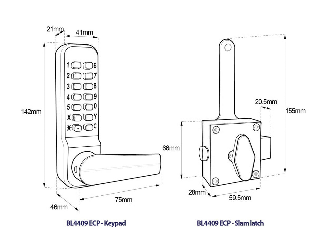 BL4409 ECP Easicode Pro Rim Fixed Latch Digital Lock with Holdback Marine Grade