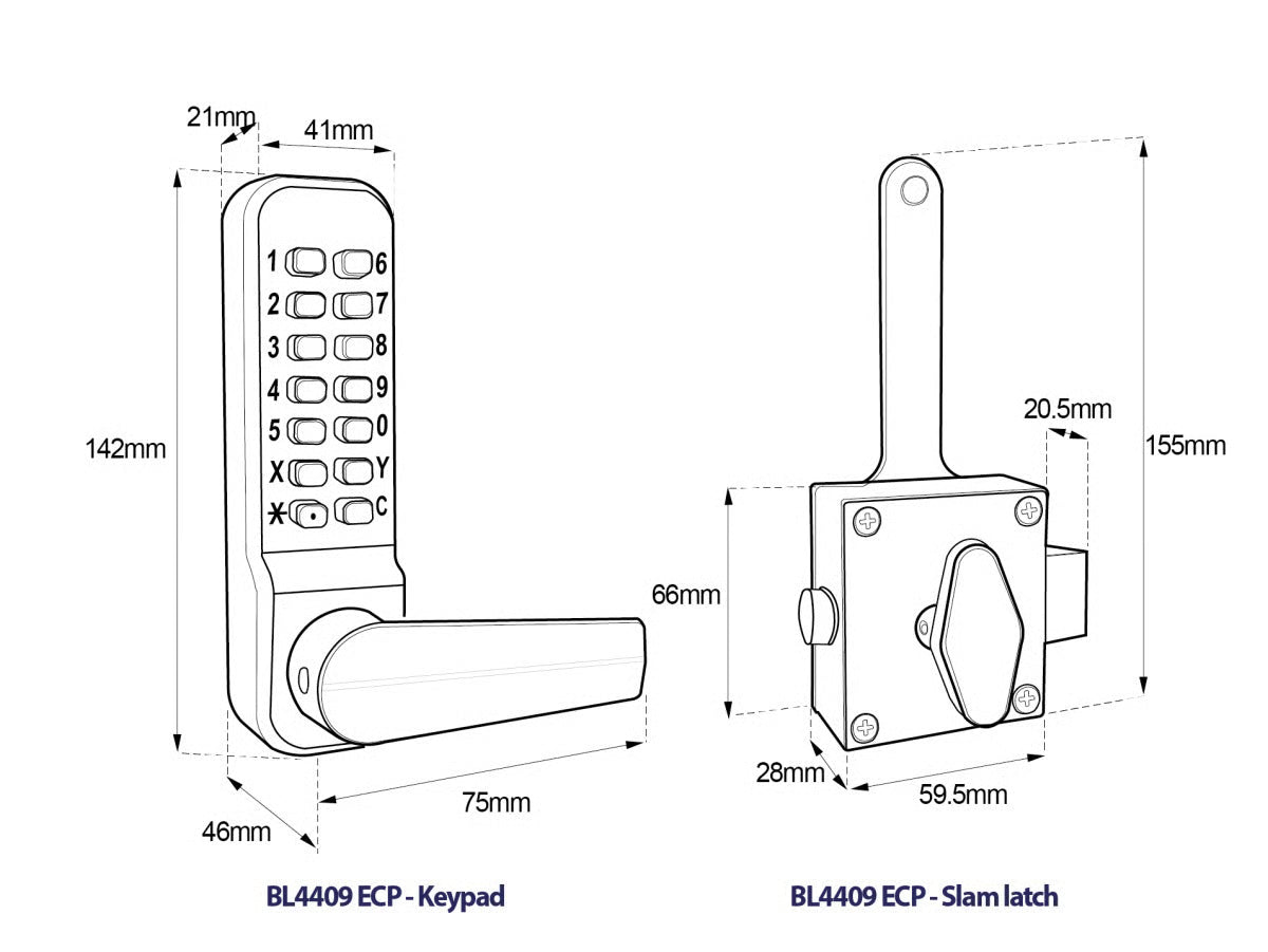 BL4409 ECP Easicode Pro Rim Fixed Latch Digital Lock with Holdback Marine Grade