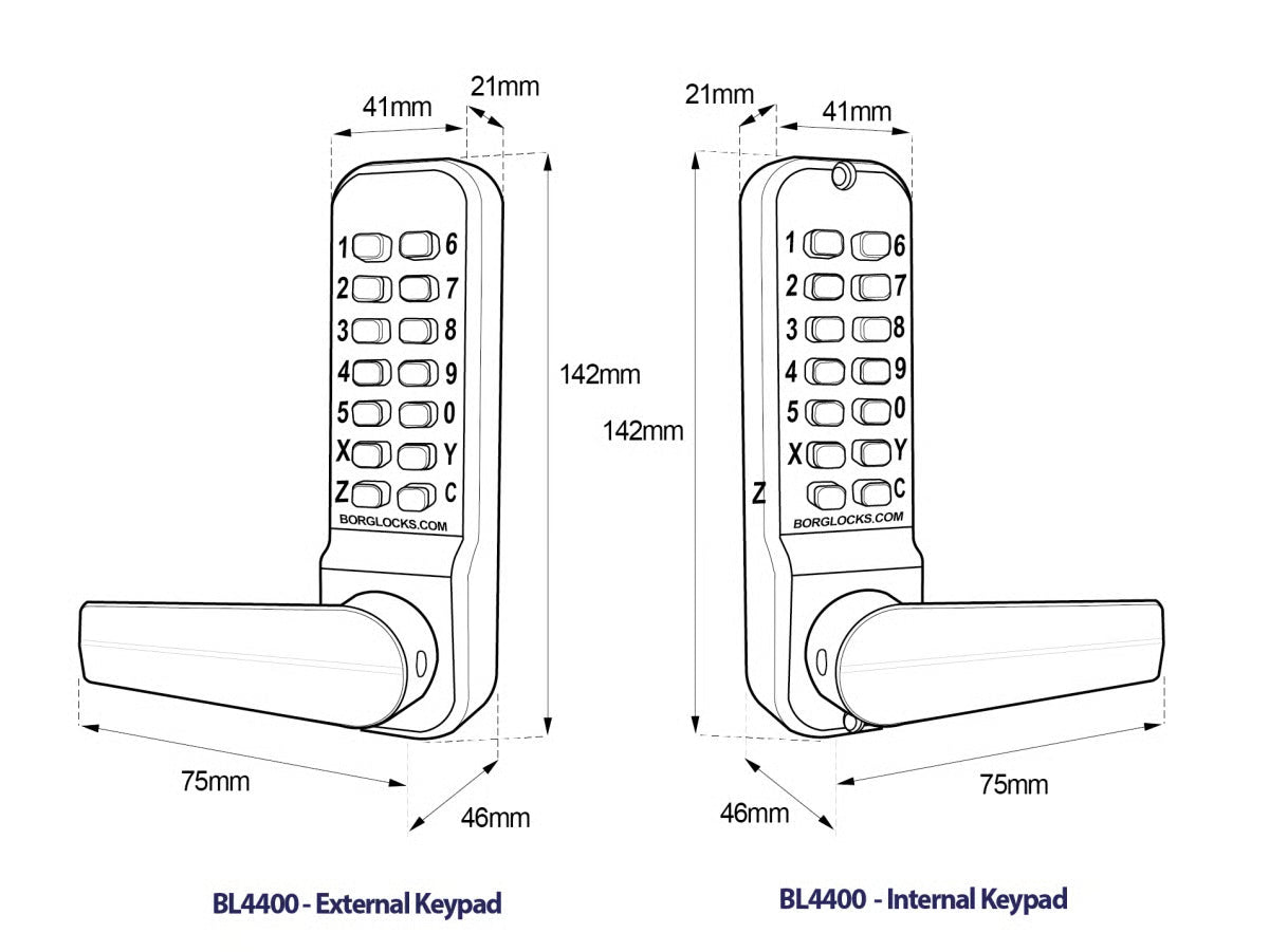 BL4442 Aluminium Latch Back To Back Digital Lock Marine Grade
