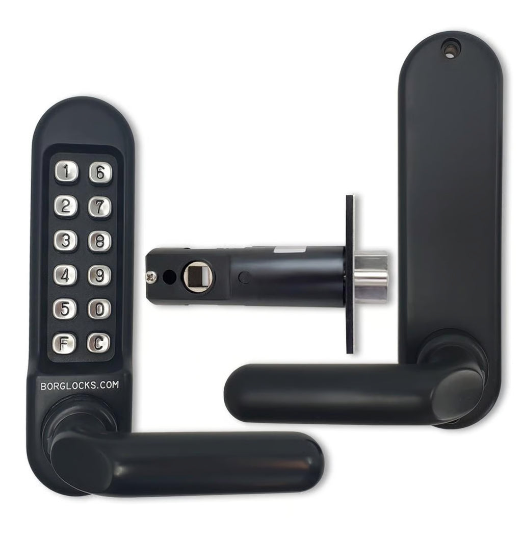 Borg BL5201 MG Tubular Latch Digital Lock with Round Lever Handle & Passage Mode Marine Grade