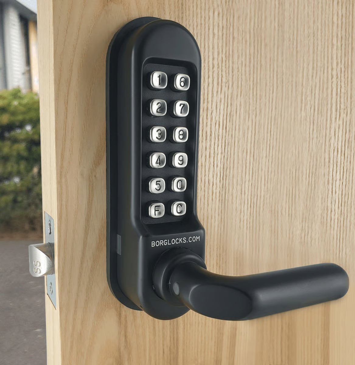 Borg BL5201 MG Tubular Latch Digital Lock with Round Lever Handle & Passage Mode Marine Grade