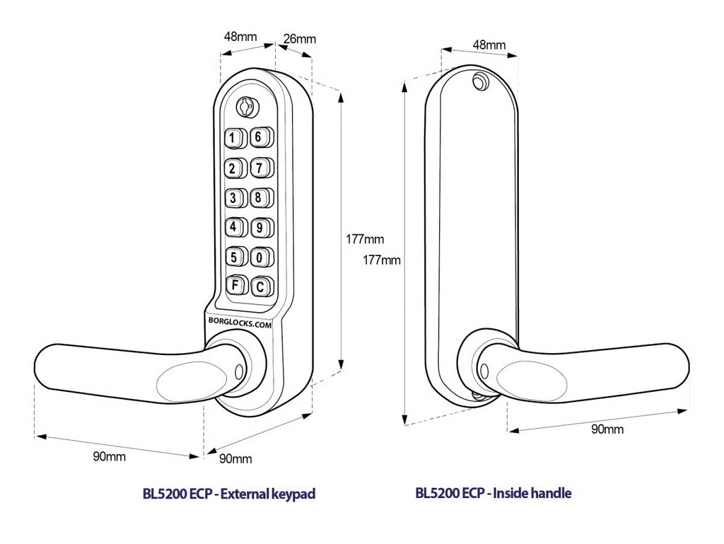 BL5202 ECP Easicode Pro Aluminium Latch Digital Lock with Round Lever Handle & Passage Mode Marine Grade
