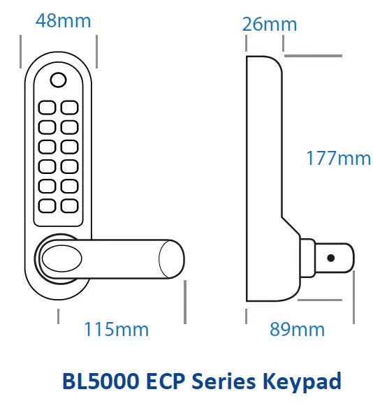 BL5208 ECP Easicode Pro Panic Version Digital Lock with Round Lever Handle & Passage Mode Marine Grade