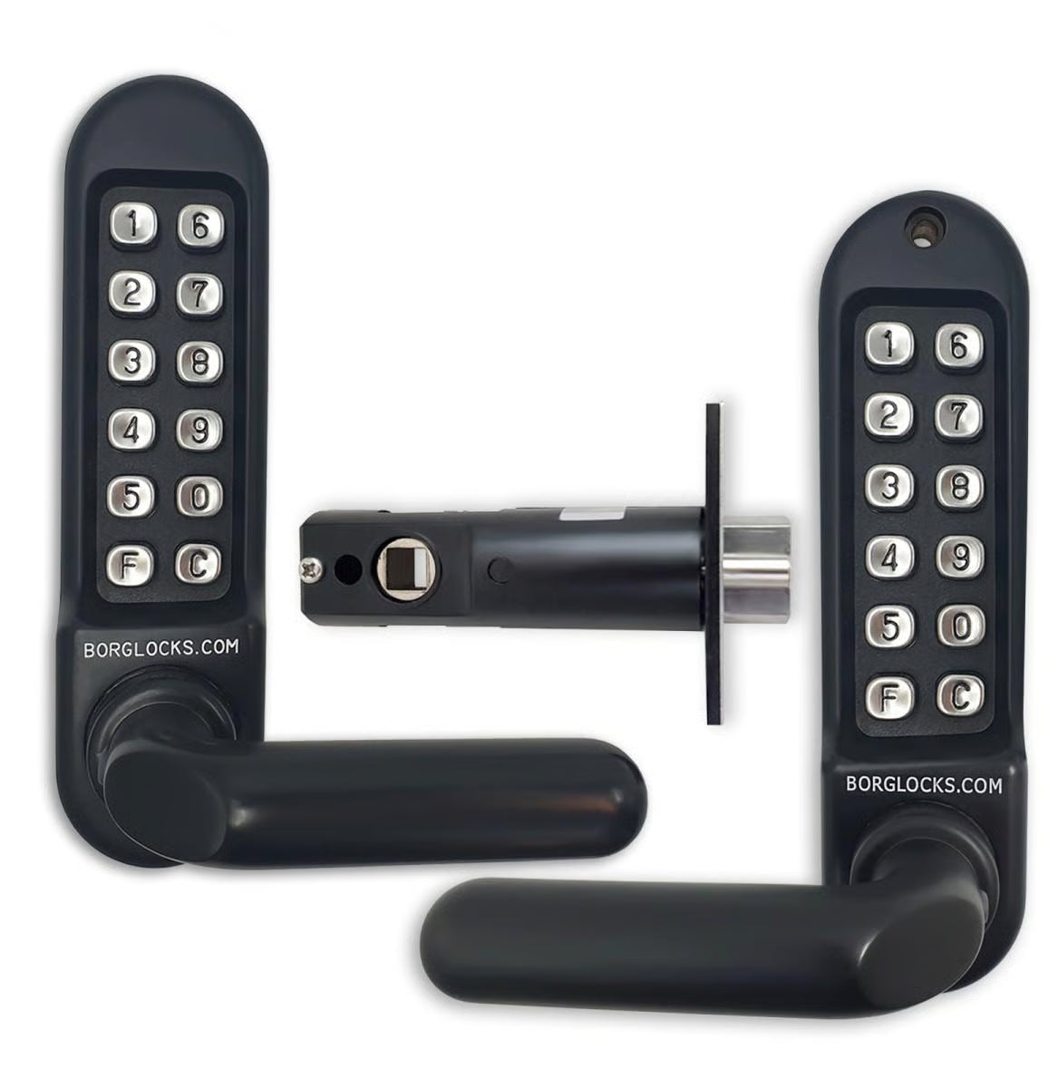 BL5251 MG Tubular Latch Back To Back Digital Lock with Round Lever Handle & Passage Mode Marine Grade