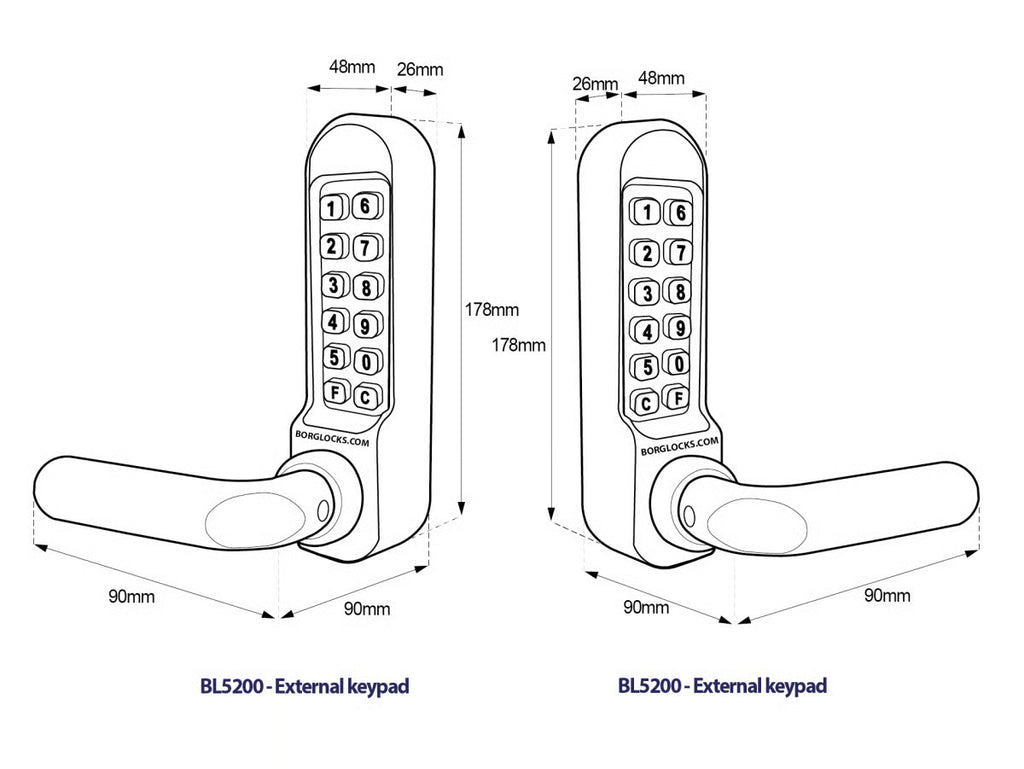 BL5251 MG Tubular Latch Back To Back Digital Lock with Round Lever Handle & Passage Mode Marine Grade