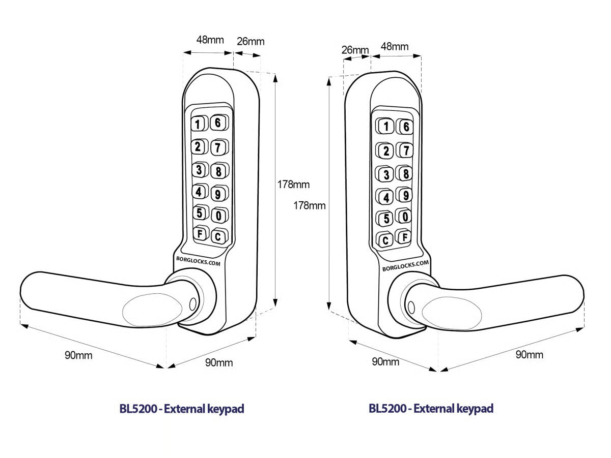 BL5251 MG Tubular Latch Back To Back Digital Lock with Round Lever Handle & Passage Mode Marine Grade
