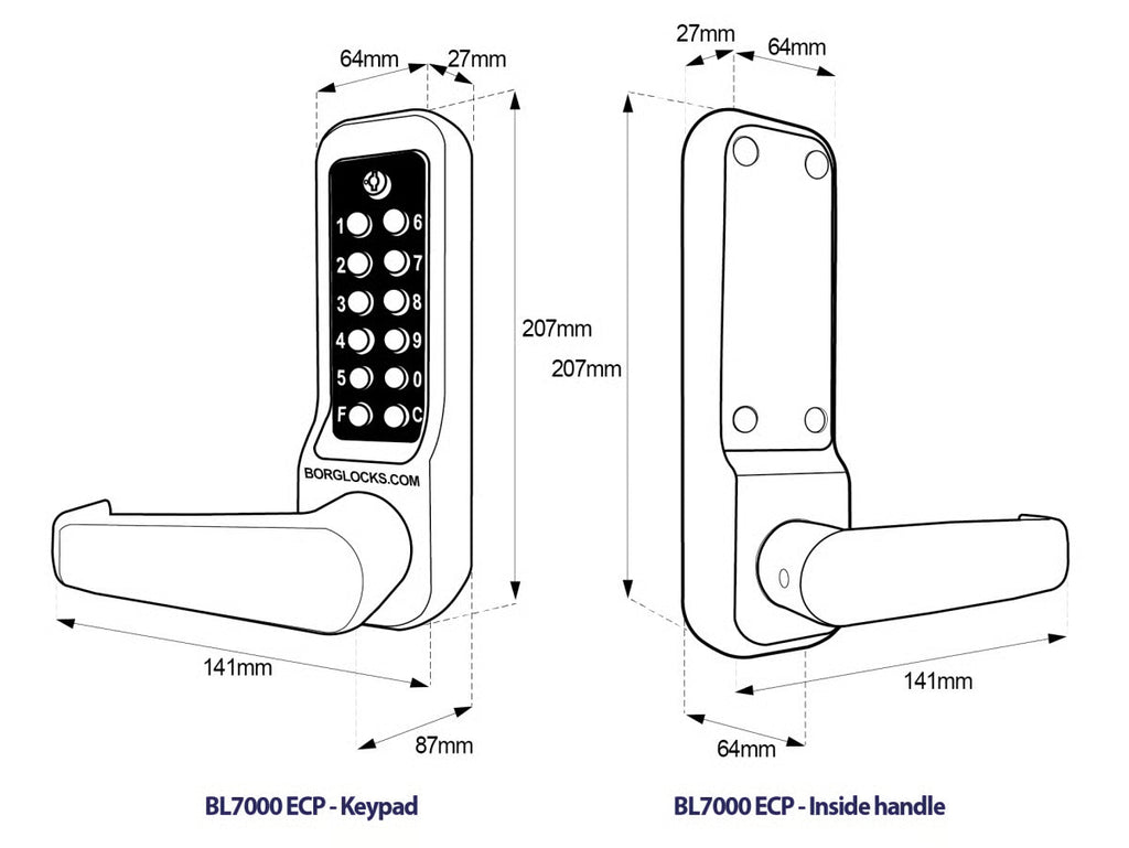 BL7003 ECP Easicode Pro Mortice Lockcase Digital Lock with Lever Handle