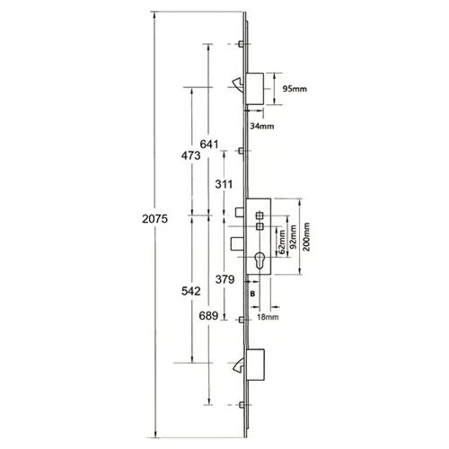 Latch Deadbolt 2 Hooks 4 Rollers Double Spindle Multipoint Door Lock