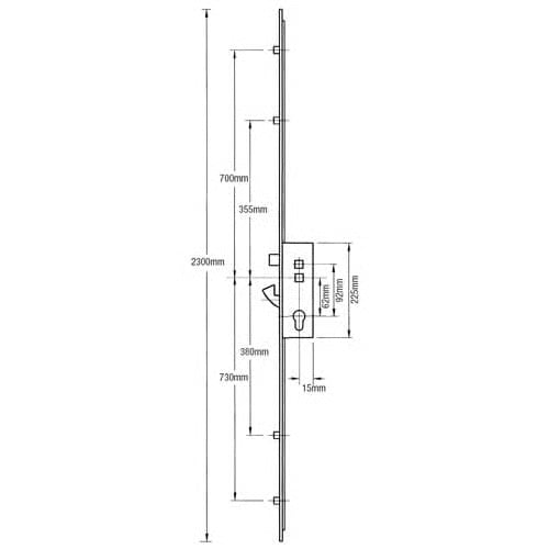 Excalibur Latch Hook 4 Rollers Multipoint Door Lock