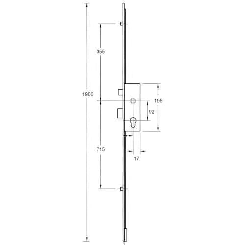 Europa Latch Deadbolt 2 Rollers Bottom Shootbolt Lift Lever Multipoint Door Lock