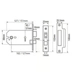 G3011/G3012 3 Lever Horizontal Mortice Sashlock