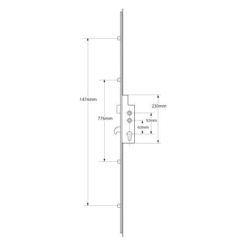 Latch Hook 4 Rollers Double Spindle Multipoint Door Lock