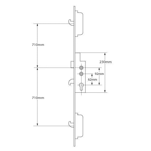 Latch 3 Hooks Double Spindle Multipoint Door Lock