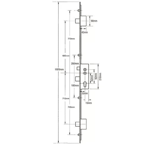 Latch 3 Deadbolts 4 Rollers Double Spindle Multipoint Door Lock