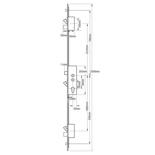 Mantis 2 Latch 3 Hooks 2 Deadbolts 2 Rollers Double Spindle Multipoint Door Lock
